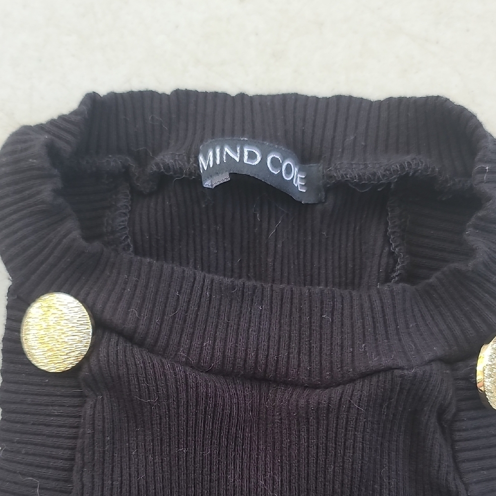 Mind Code Black Tank Top with Gold Buttons - Picture 2 of 5